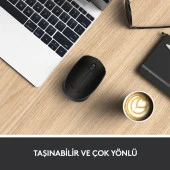 Logitech USB Alıcılı Kablosuz Kompakt Siyah Kablosuz Mouse thumbnail 3