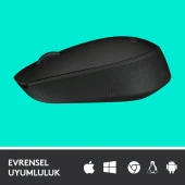 Logitech USB Alıcılı Kablosuz Kompakt Siyah Kablosuz Mouse thumbnail 4
