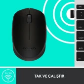 Logitech USB Alıcılı Kablosuz Kompakt Siyah Kablosuz Mouse thumbnail 6