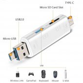 Shaza 5in1 Telefon ve Bilgisayar USB Type C Micro Kart Okuyucu OTG Beyaz - 1
