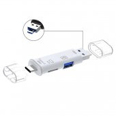 Shaza 5in1 Telefon ve Bilgisayar USB Type C Micro Kart Okuyucu OTG Beyaz - 2