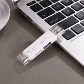 Shaza 5in1 Telefon ve Bilgisayar USB Type C Micro Kart Okuyucu OTG Beyaz - 4