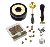 Davetiye Mum Mühürü Uygulama Seti Siyah Renk 917 Kelebek thumbnail 1