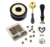 Davetiye Mum Mühürü Uygulama Seti Siyah Renk 960 Kalp thumbnail 1