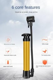 Bisiklet Pompası Top Şişirme Araba El Hava Pompa İğne Hediyeli Bisiklet Motosiklet Pompası - 5