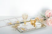 Finezza Dolce Nakışlı  Krem Sarı Kokteyl Peçetesi 15x15 cm 4 Ad-1485 - 1