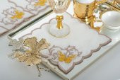 Finezza Dolce Nakışlı  Krem Sarı Kokteyl Peçetesi 15x15 cm 4 Ad-1485 - 2