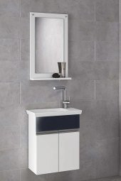 Alfa Banyo MİNİÇO EBEVEYN 45 cm x 28 cm AYNALI LÜX BANYO DOLABI- 1. Sınıf MDF-BEYAZ SİYAH - 1