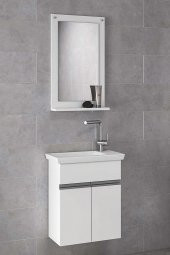 Alfa Banyo MİNİÇO EBEVEYN 45 cm x 28 cm AYNALI LÜX BANYO DOLABI- 1. Sınıf MDF-BEYAZ - 1