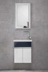Alfa Banyo MİNİÇO EBEVEYN 45 cm x 28 cm AYNALI LÜX BANYO DOLABI- 1. Sınıf MDF-BEYAZ SİYAH - 3