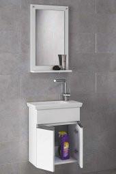 Alfa Banyo MİNİÇO EBEVEYN 45 cm x 28 cm AYNALI LÜX BANYO DOLABI- 1. Sınıf MDF-BEYAZ - 2