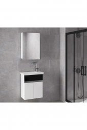 Alfa Banyo MİNİÇO EBEVEYN 45 cm x 28 cm AYNA DOLAPLI LÜX BANYO DOLABI- 1. Sınıf MDF-Beyaz Siyah - 4