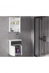 Alfa Banyo MİNİÇO EBEVEYN 45 cm x 28 cm AYNA DOLAPLI LÜX BANYO DOLABI- 1. Sınıf MDF-Beyaz Siyah - 5