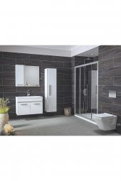 YENİ GOLD BEYAZ GRI (80+35 )115 cm Boy Dolaplı Banyo Takımı- HAZIR KURULU - 3