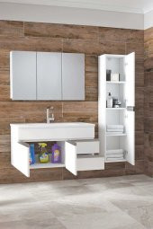 Alfa Banyo ESEN BEYAZ (100+35 ) 135 cm Boy Dolaplı LÜX Banyo Takımı- HAZIR KURULU - 2