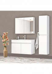Alfa Banyo Viola Beyaz (80 35) 115 Cm Ayna Ve Boy Dolaplı Lavabolu Mdf Banyo Dolabı Setixxhazır Kuruluxx - 1