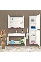 Alfa Banyo Viola Beyaz (80 35) 115 Cm Ayna Ve Boy Dolaplı Lavabolu Mdf Banyo Dolabı Setixxhazır Kuruluxx - 2