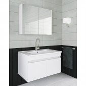 Alfa Banyo Viola Beyaz (80 35) 115 Cm Ayna Ve Boy Dolaplı Lavabolu Mdf Banyo Dolabı Setixxhazır Kuruluxx - 3