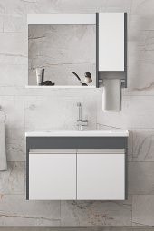 Alfa Banyo VİSENTE-OA 80 cm MDF-Aynalı-lavabolu banyo dolabı takımı--HAZIR KURULU - 2
