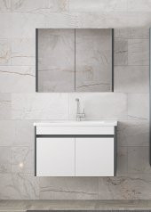 Alfa Banyo Estella-EA 80 Cm Mdf-aynalı-lavabolu Banyo Dolabı Takımı-TAMAMI MDF - HAZIR KURULU - 2