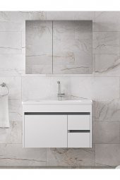 Alfa Banyo VİOSEN-EA 80 cm MDF-Aynalı-lavabolu banyo dolabı takımı- HAZIR KURULU - 1
