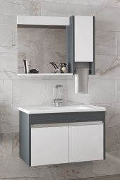 Alfa Banyo VİSENTE-OA 80 cm MDF-Aynalı-lavabolu banyo dolabı takımı--HAZIR KURULU - 5