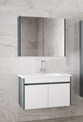 Alfa Banyo Estella-EA 80 Cm Mdf-aynalı-lavabolu Banyo Dolabı Takımı-TAMAMI MDF - HAZIR KURULU - 3