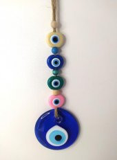 Cam Nazar Kötü Göz Kovucu Hand Made Ağaç Duvar Dekorasyonu Hasır Nazarlık Duvar Ağaç Ev Süsü - 2