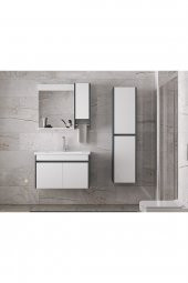Estella-OA 80+35 cm Mdf-Aynalı Boy Dolaplı-Lavabolu Banyo Dolabı Takımı--HAZIR KURULU - 6