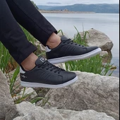 Bestof 041 Siyah-Beyaz Sneaker Düz Taban Spor Ayakkabı - 2
