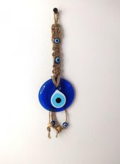 Cam Nazar Kötü Göz Kovucu Hand Made Ağaç Duvar Dekorasyonu Hasır Nazarlık Duvar Ağaç Ev Süsü - 1