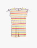 Koton Kız Çocuk Tulum Kısa Kolsuz Fiyonk Detaylı Yuvarlak Yaka Pamuklu - 1