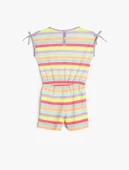 Koton Kız Çocuk Tulum Kısa Kolsuz Fiyonk Detaylı Yuvarlak Yaka Pamuklu - 2