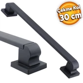 Bersel Sürgülü Kapı Çekme Kolu Tutma Kulpu Kulbu Çelik Dış Kapı Tutamağı Kol Siyah 30 Cm thumbnail 1
