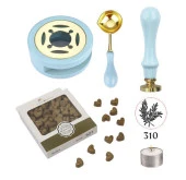 Davetiye Mum Mühürü Uygulama Seti Mavi Renk 310 Botanik Desen thumbnail 1