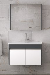 Alfa Banyo VİSENTE-EA 80 cm MDF-Aynalı-lavabolu banyo dolabı takımı- HAZIR KURULU - 1