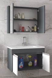 Alfa Banyo VİSENTE-EA 80 cm MDF-Aynalı-lavabolu banyo dolabı takımı- HAZIR KURULU - 2