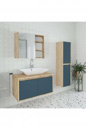 Alfa Banyo ESLA 80+35 cm Boy dolaplı -MDF-lavabolu banyo dolabı takımı- HAZIR KURULU - 2