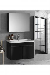 Alfa Banyo Viola Siyah 80 cm Aynalı banyo dolabı-lavabolu banyo dolabı takımı - 4