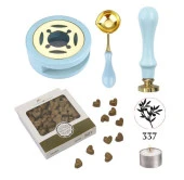 Davetiye Mum Mühürü Uygulama Seti Mavi Renk 337 Zeytin Dalı thumbnail 1