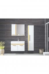YENİ GOLD BEYAZ (80+35) 115 cm Boy Dolaplı Banyo Takımı- HAZIR KURULU - 4