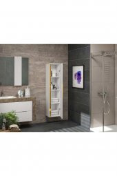 Alfa Banyo YENİ GOLD MDF BEYAZ 140 cm Boy Dolabı thumbnail 5