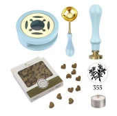 Davetiye Mum Mühürü Uygulama Seti Mavi Renk 355 Dal Yaprak thumbnail 1