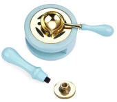 Davetiye Mum Mühürü Uygulama Seti Mavi Renk 355 Dal Yaprak thumbnail 3