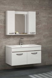 Alfa Banyo SAFİR BEYAZ 100 cm Komple MDF Banyo Takımı - HAZIR KURULU - 1
