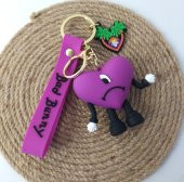 Anahtarlık Anime Bad Bunny Kötü Bunny Silikon Anahtarlık Çanta Süsü Oyuncak Aksesuar Araba Süsü - 1