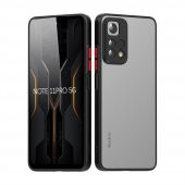 KNY Xiaomi Redmi Note 11 Pro Kılıf Silikon Kenarlı Buzlu Kamera Korumalı Hux Kapak Lacivert - 4