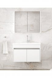Alfa Banyo VİSENTE-EA BEYAZ 80 cm MDF-Aynalı-lavabolu banyo dolabı takımı-- HAZIR KURULU- - 3