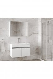 Alfa Banyo VİSENTE-EA BEYAZ 80 cm MDF-Aynalı-lavabolu banyo dolabı takımı-- HAZIR KURULU- - 4