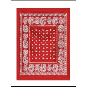 qosrix KIRMIZI ZEMİN ÜZERİNE BEYAZ ŞAL DESENLİ KARE %100 PAMUK BANDANA 55X55 UNİSEX - 1